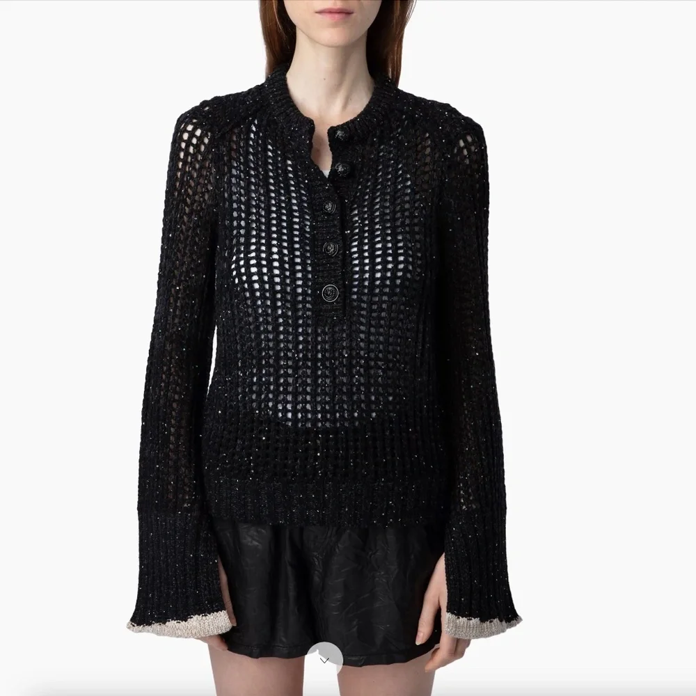 Zadig & Voltaire Defile Halty Weco Cashmere-Blend Open-Knit Top S